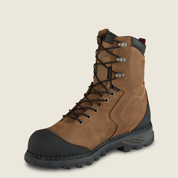 Red Wing Safety Boots Brown/Black - Mens Burnside - 8-inch Waterproof Toe - 7308-OTRAN